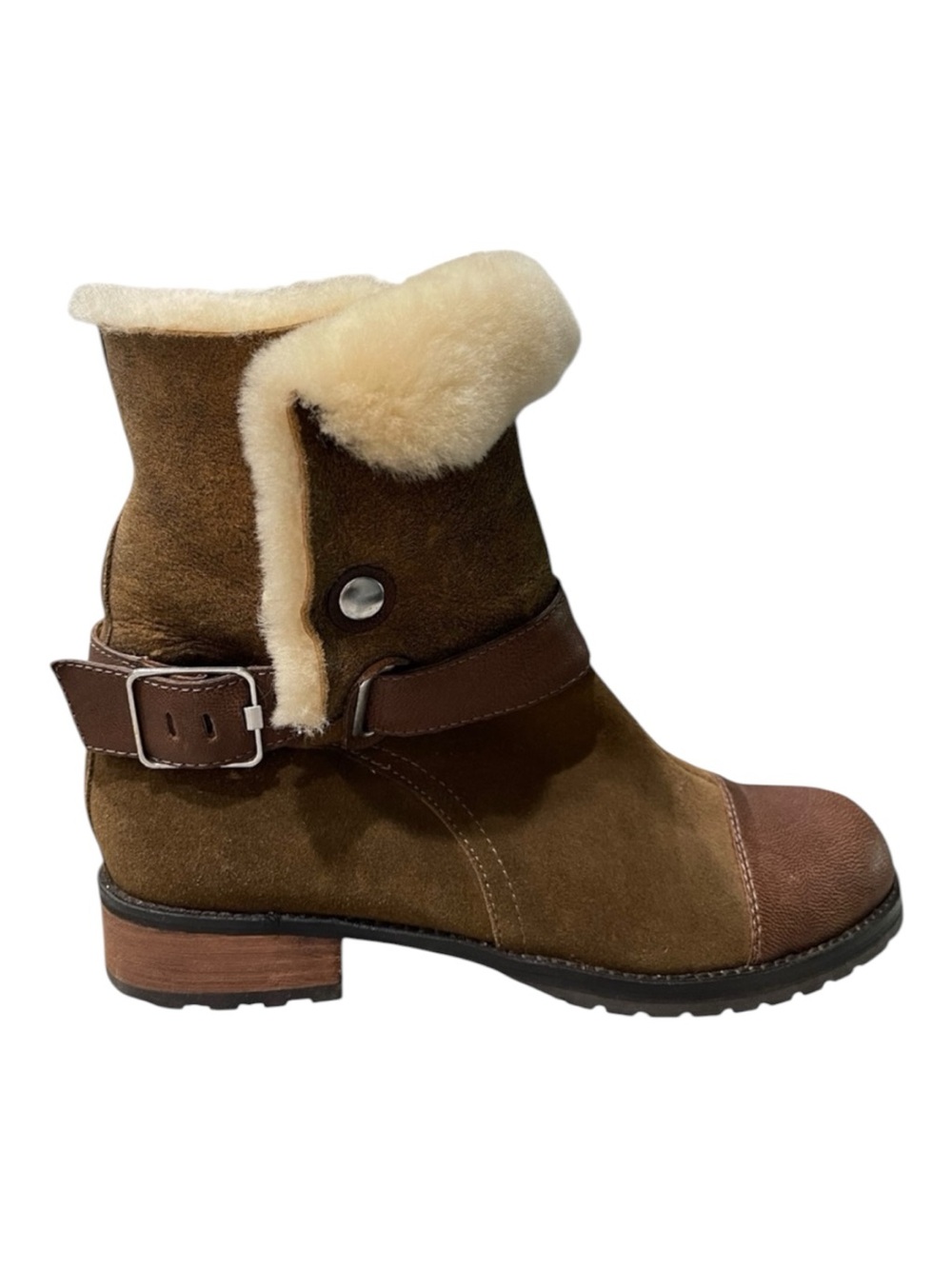 Matt Bernson Tundra Shearling Boots 7.5 Suede Buckle Winter Booties